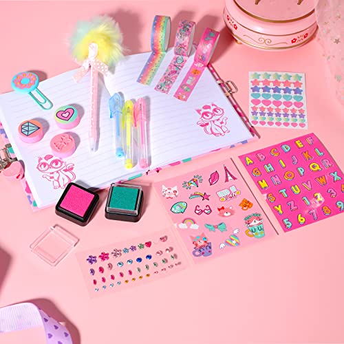 Journal Intime Chat avec Serrure et Clés - Ensemble de Papeterie Créative pour Filles (4-12 ans)