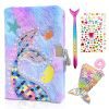 Lot de 4 Sirènes : Journal Intime Fille avec Cadenas, Carnet Peluche A5, Portefeuille Sequins, Stylo & Autocollants