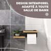 ElbFuchs® Porte Papier Toilette Mural en Bambou - Design Élégant avec Étagère Intégrée - Installation Facile sans Percage - Noir