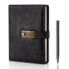 WEMATE Journal Intime à Code A5 en Cuir PU Vintage avec Serrure - 240 Pages Rechargeables pour Élèves et Professionnels