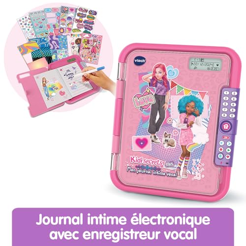 VTech KidiSecrets 365 Mon Journal Intime Vocal Rose - Journal Électronique avec Enregistreur Vocal, Code Secret et Jeux - Cadeau Enfant 5-12 Ans