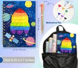 Carnet Secret Garçon Fusée Fidget Pop avec Stylo Multicolore - Journal Intime A5 Ligné, 80 Feuilles, Cadeau Idéal 5-10 Ans