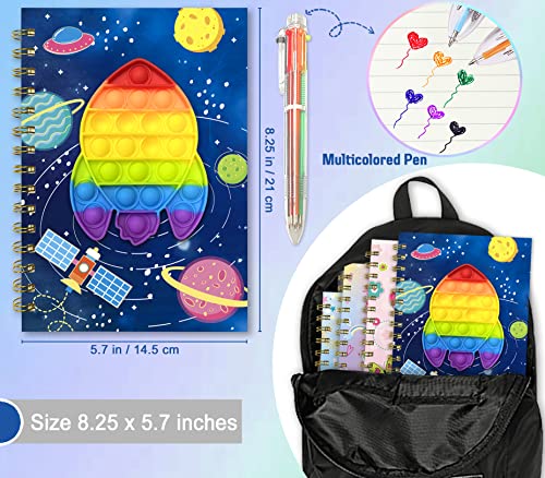 Carnet Secret Garçon Fusée Fidget Pop avec Stylo Multicolore - Journal Intime A5 Ligné, 80 Feuilles, Cadeau Idéal 5-10 Ans