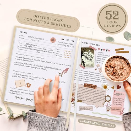 Carnet de Lecture "Reading Journal" en Lin Beige - Journal de Bord pour Amoureux des Livres