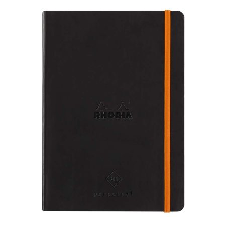 Carnet Souple Agenda Perpétuel Rhodia A5 Noir - 128 Pages Ivoire 90g/m² - Simili Cuir Rhodiarama