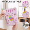 Journal Intime Fille avec Serrure et Clé - Carnet Secret Chat Peluche Douce Violet Arc-en-ciel - Cadeau Enfant 6 ans+