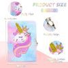 VFANDV Journal Intime Fille avec Cadenas - Cahier Licorne Peluche et Stylo Multicolore - Agenda Secret Cadeau Noël 3-9 Ans (Violet)
