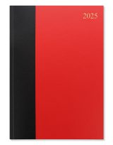 Agenda Letts of London Standard A4 2025, 2 pages par jour, Rouge/Noir