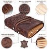 Moonster® Carnet en Cuir Véritable Ligné avec Cœur en Relief - Journal Intime 400 Pages - Cadeau Femme Idéal