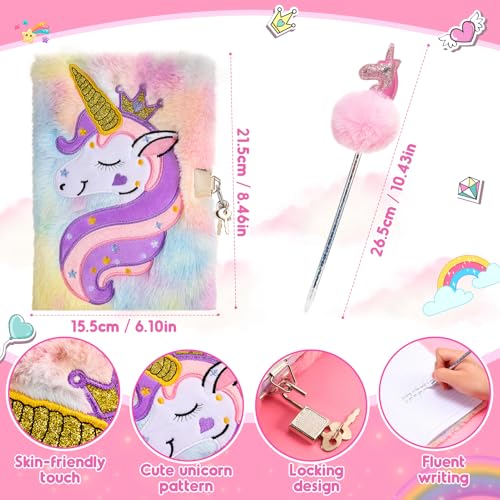 HappyGoLucky Coffret Cadeau Fille 3-12 Ans : Journal Intime Licorne, Peluche, Accessoires & Bijoux