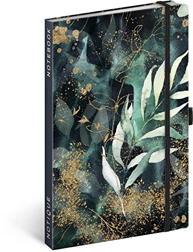 Carnet de notes ligné avec élastique et couverture rigide - Motif eucalyptus - Format A5