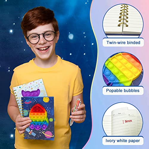 Carnet Secret Garçon Fusée Fidget Pop avec Stylo Multicolore - Journal Intime A5 Ligné, 80 Feuilles, Cadeau Idéal 5-10 Ans