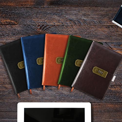 Journal Intime à Serrure Vintage A5 en Cuir PU - 200 Pages 100gsm avec Code de Sécurité - Cadeau Idéal