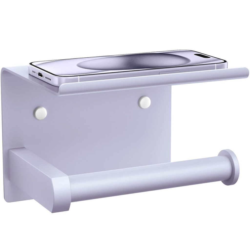 Tindbea Porte-Papier Toilette Mural avec Étagère - Acier Inoxydable SUS 304, Violet Lavande