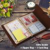 OMEYA Carnet en Cuir Vintage A5 Rechargeable - Journal de Voyage 160 Pages Blanc 100g/m² avec 2 Pochettes PVC