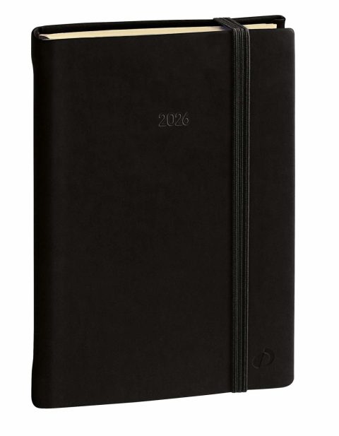 Agenda Quo Vadis 2026 Daily 21 - Journalier Multilingue Silk Noir 13x21 cm - Papier Clairefontaine Ivoire