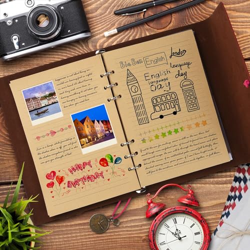 Asten Carnet de Notes en Cuir Vintage Rechargeable avec Papier Ligné - Agenda Voyage Cadeau Idéal