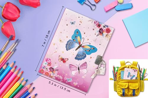 Carnet Secret Papillon pour Fille : Journal Intime à Clé, 80 Pages Lignées, Cadeau Créatif pour Enfants 6-10 Ans