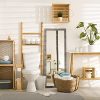 Relaxdays Ensemble WC Bambou et Acier Inoxydable : Brosse WC et Porte-Papier Autonome