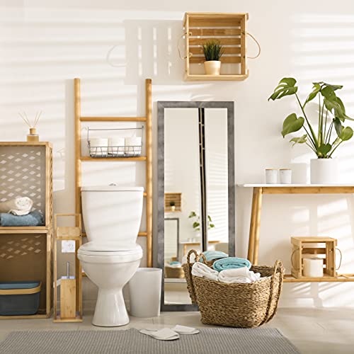Relaxdays Ensemble WC Bambou et Acier Inoxydable : Brosse WC et Porte-Papier Autonome