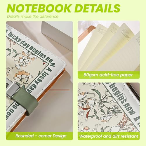Tanou Journal Intime A5 Cuir PU Floral avec Cadenas à Combinaison - 200 Pages Lignées