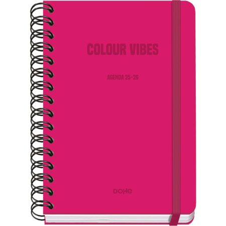 Agenda Scolaire 2025-2026 Dohe COLOUR VIBES Rose - Semainier A5 Bilingue (Espagnol/Anglais) avec Autocollants