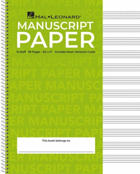 Cahier de musique à spirale - 12 portées, 96 pages, papier blanc