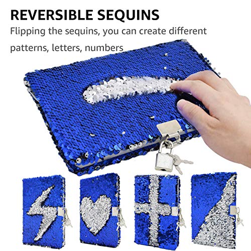 Carnet Secret Garçon et Fille avec Serrure et Clés - Journal Intime Paillettes Réversibles A5, 156 Pages - Cadeau Idéal pour Enfants