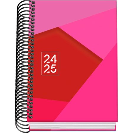 Agenda Scolaire 2024-2025 Dohe Tangram A6 (12x17 cm) - Jour par Page, Couverture Rigide, Bilingue Anglais/Espagnol, Rose