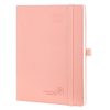 Agenda 2025-2026 Semainier Vertical POPRUN - 17 Mois avec Couverture PU Cuir Rose