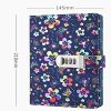 Carnet de Notes Ligné en Cuir PU avec Serrure à Combinaison - Motif Floral Coloré
