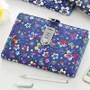 Carnet de Notes Ligné en Cuir PU avec Serrure à Combinaison - Motif Floral Coloré