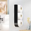 Porte Rouleau Papier Toilette Mural Adhésif Noir - Capacité 3 Rouleaux - Métal Robuste