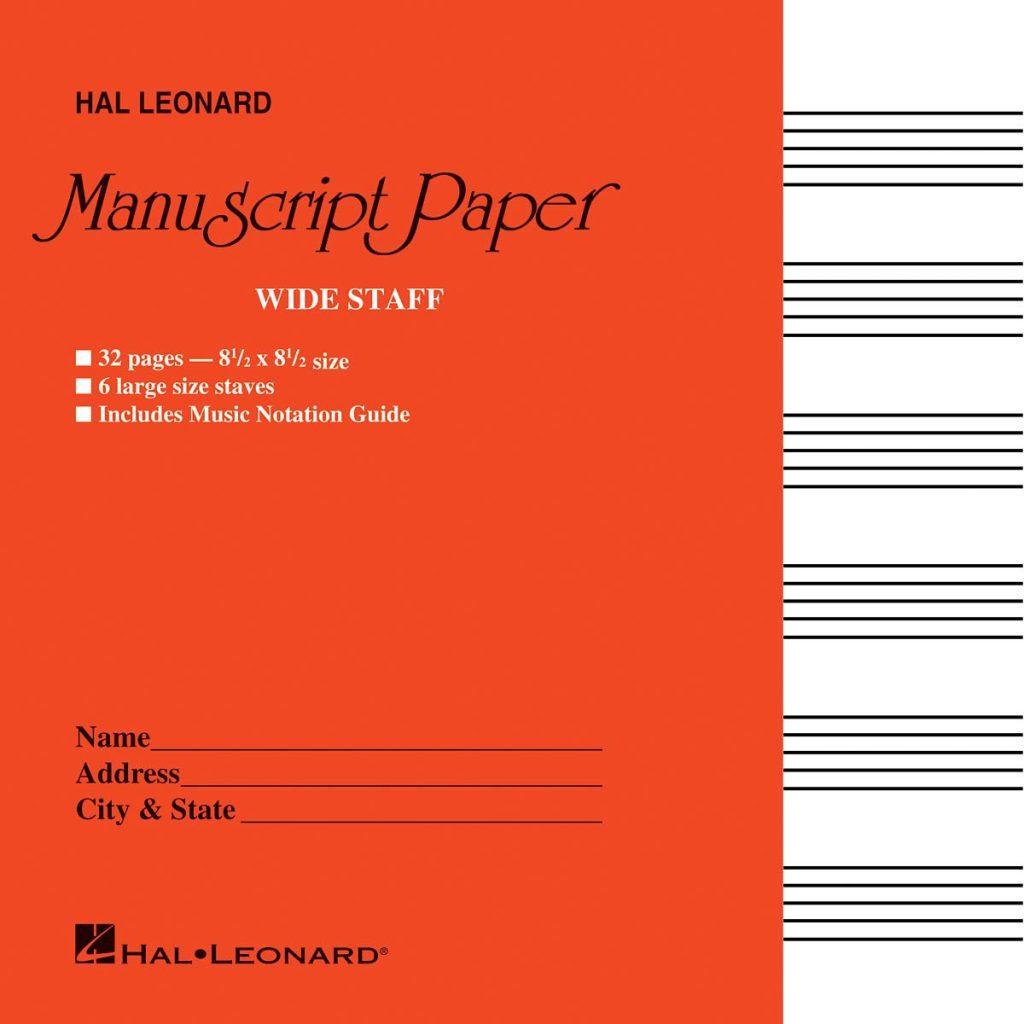 Cahier de Musique - 6 Portées Larges - 32 Pages - Idéal pour Apprentissage Musical