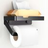 Euqvunn Porte Papier Toilette Mural avec Étagère - Installation Flexible (Sans Perçage, Autocollant, Vissage) - Noir Mat