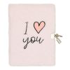 DRAEGER Paris - Journal Intime Peluche Rose 'I Love You' avec Cadenas - Carnet Secret Cadeau pour Fille, Amie, Copine