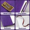 WEMATE Journal Intime à Code PIN, A5 Carnet en Cuir PU Vintage avec Serrure, 240 Pages Rechargeables, Idéal pour Garçons et Filles, Bureau et École, Violet