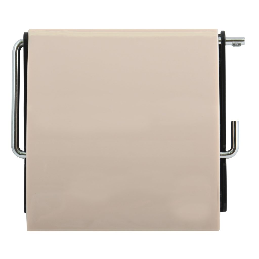 MSV - Porte-Rouleau Papier WC Mural en PS et Acier Chromé - Rangement Accessoires Bain - Beige