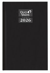 Agenda Journalier 2026 Quo Vadis Travers - Noir, 13x21 cm, Papier Clairefontaine, Fabrication Française