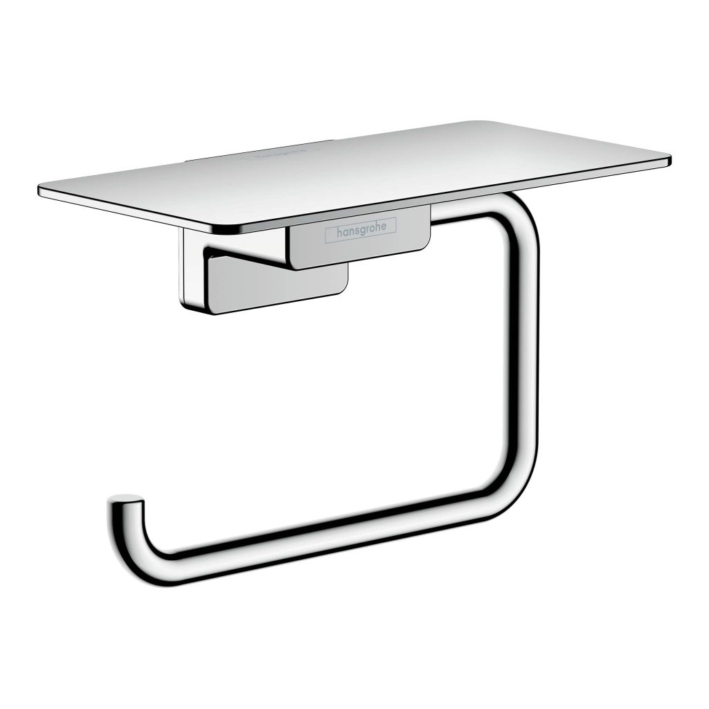 hansgrohe AddStoris - Porte-papier toilette avec tablette chromé, montage mural, 41772000