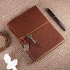 Carnet de Voyage A5 en Cuir Vintage - Journal Intime Magique avec Clé et Corde