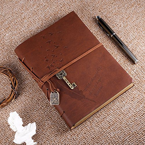 Carnet de Voyage A5 en Cuir Vintage - Journal Intime Magique avec Clé et Corde