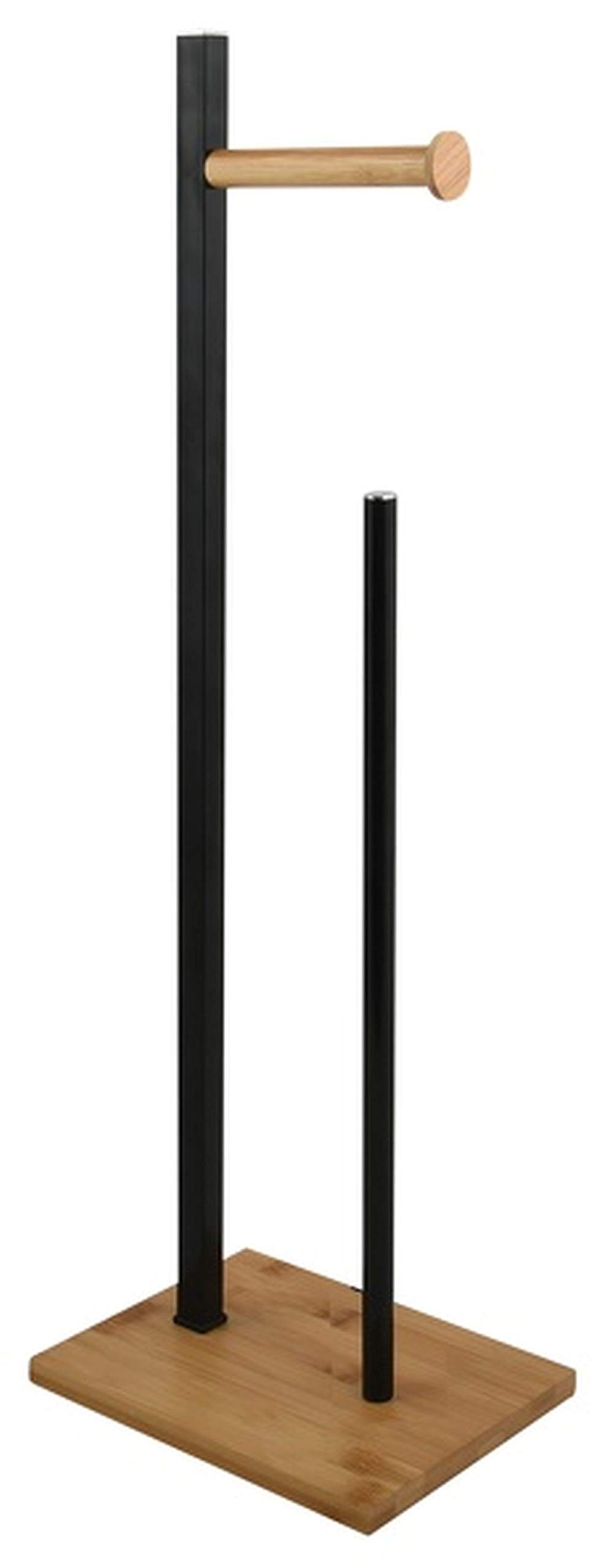 Spirella ALVAR : Porte-Rouleau WC sur Pied Design Acier & Bambou, Rangement 4 Rouleaux, Noir