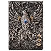 YHH Carnet de Notes A5 Ligné Vintage Cuir, 200 Pages, Couverture Rigide, Journal Intime Phénix Argent