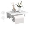 Porte Papier Toilette Mural Auto-Adhésif en Acier Inoxydable avec Étagère - Blanc