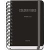 Agenda Scolaire 2025-2026 A6 (12x17 cm) - Page par Jour, Bilingue Espagnol/Anglais, Spirale, Élastique, Couverture Rigide, Autocollants - COLOUR VIBES Noir