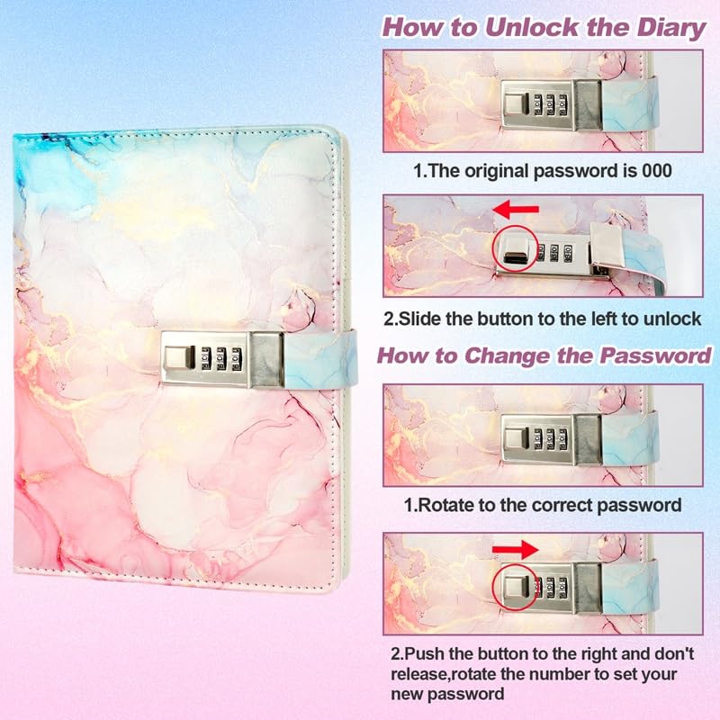 Realjoy Journal Intime Fille A5 avec Cadenas - Coffret Cadeau Complet pour Enfants (7-13 Ans)