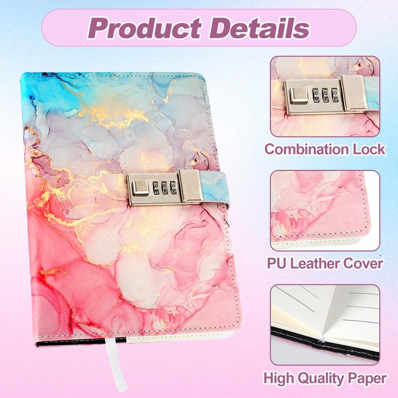 Realjoy Journal Intime Fille A5 avec Cadenas - Coffret Cadeau Complet pour Enfants (7-13 Ans)