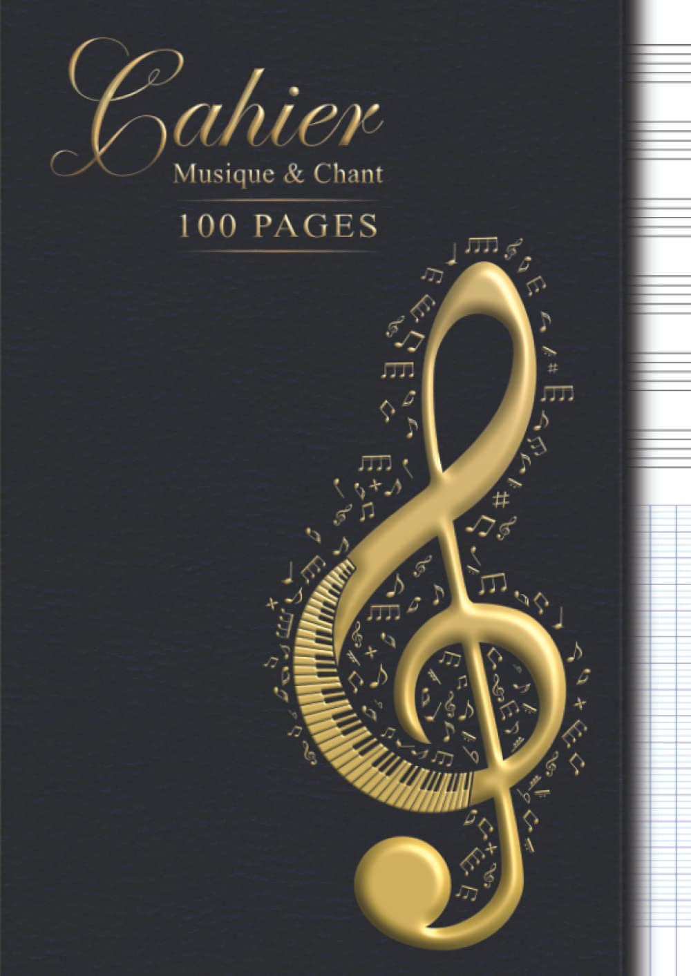 Cahier de Musique et Chant : Carnet de partitions solfège et compositions musicales, 100 pages A4, 12 portées par page, idéal pour débutants et professionnels