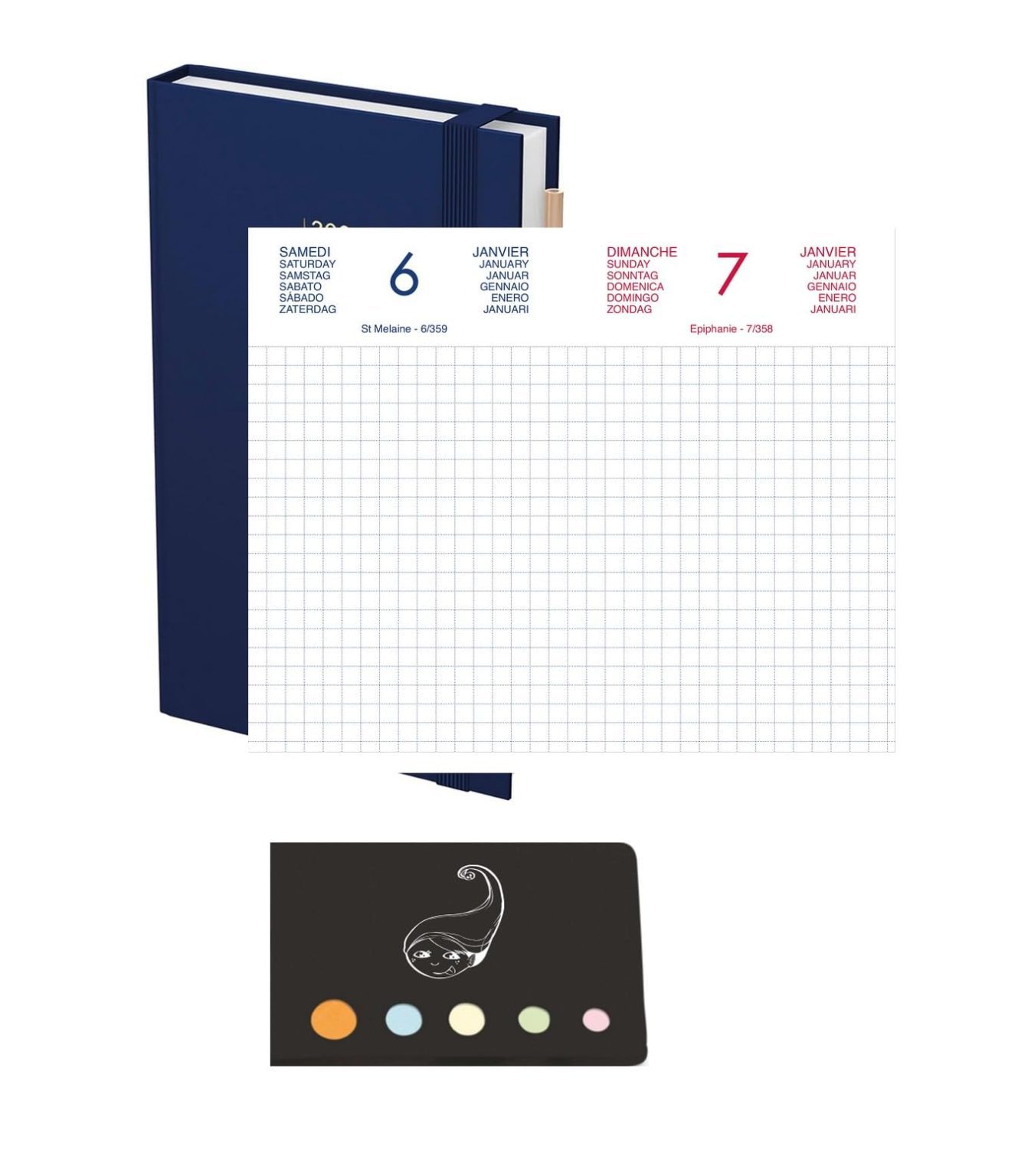 Lot Agenda Chantier 2027 Blumie Bleu : Journalier, 15x9cm, 1 jour/page, Index Inclus